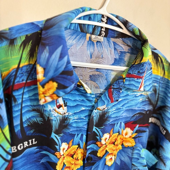 3/$10⚡️Jamacian Tropical Beach Palm Tree Print Button-Up Plus Size Shirt - Picture 5 of 11
